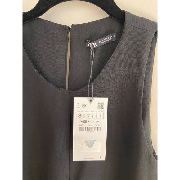 Zara NWT Minimalist Mini Sleeveless Shift Little Black Dress Size Small - Picture 4 of 10